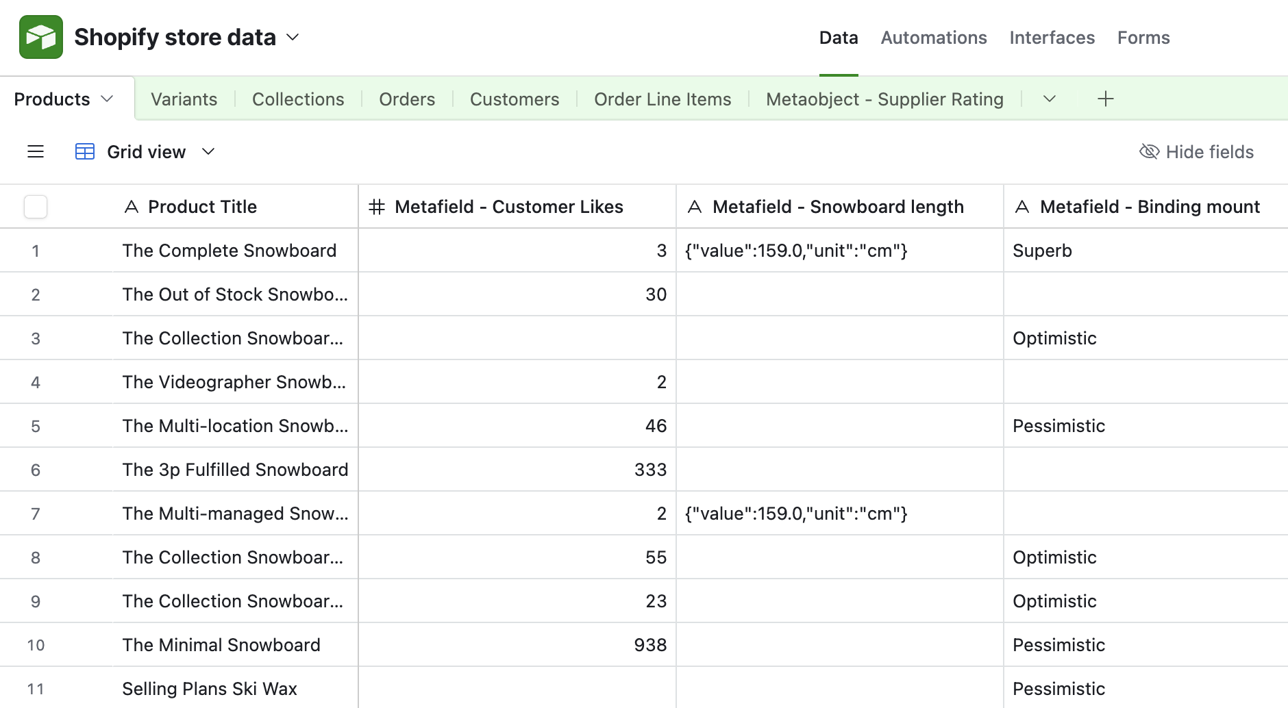 Sync Metafields screenshot