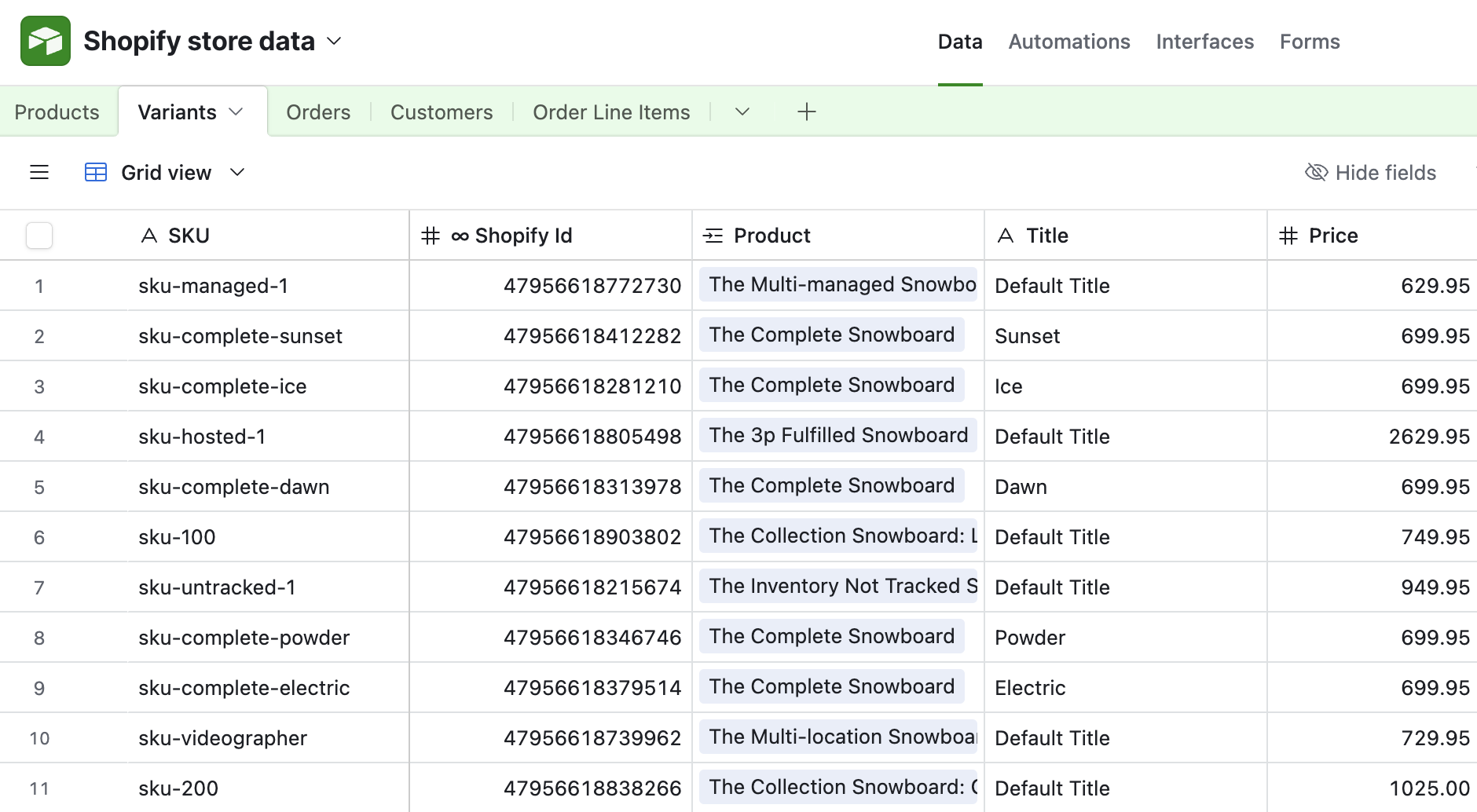 Sync Variants screenshot